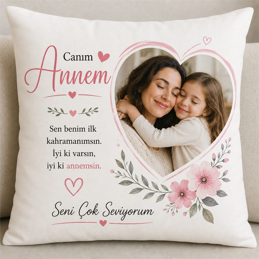 Anneye Özel Fotoğraflı Yastık