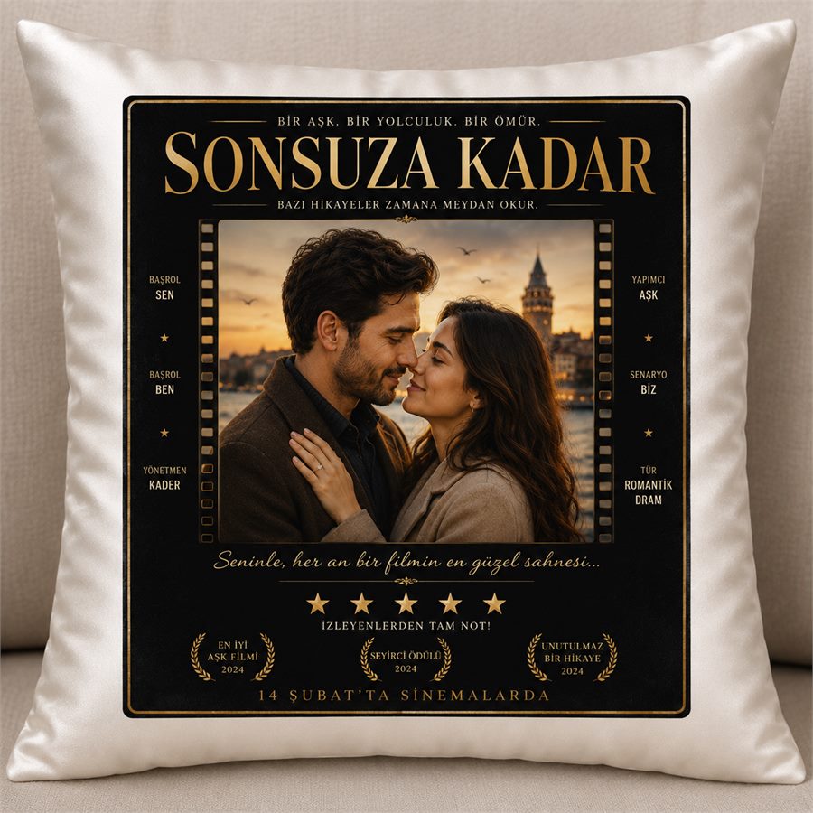 Film Afişi Tasarımlı Fotoğraflı  Yastık